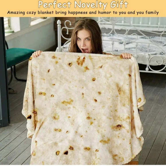 SeaRoomy Burritos Tortilla Blanket, Tortilla Wrap Blanket, Novelty Funny - Picture 2 of 9